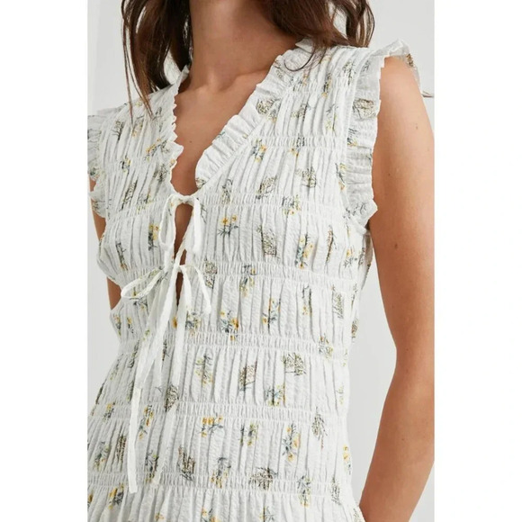 Rails Dion Drop Waist Smocked Dress in Amaryllis Cottagecore Size L - Picture 3 of 3